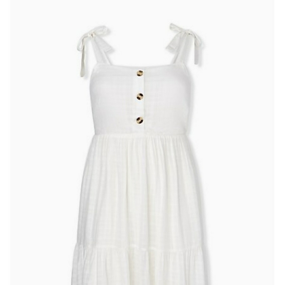 NWT Torrid Ivory Textured Button Shirred Hem Skater Dress 2X 18 - Picture 8 of 13
